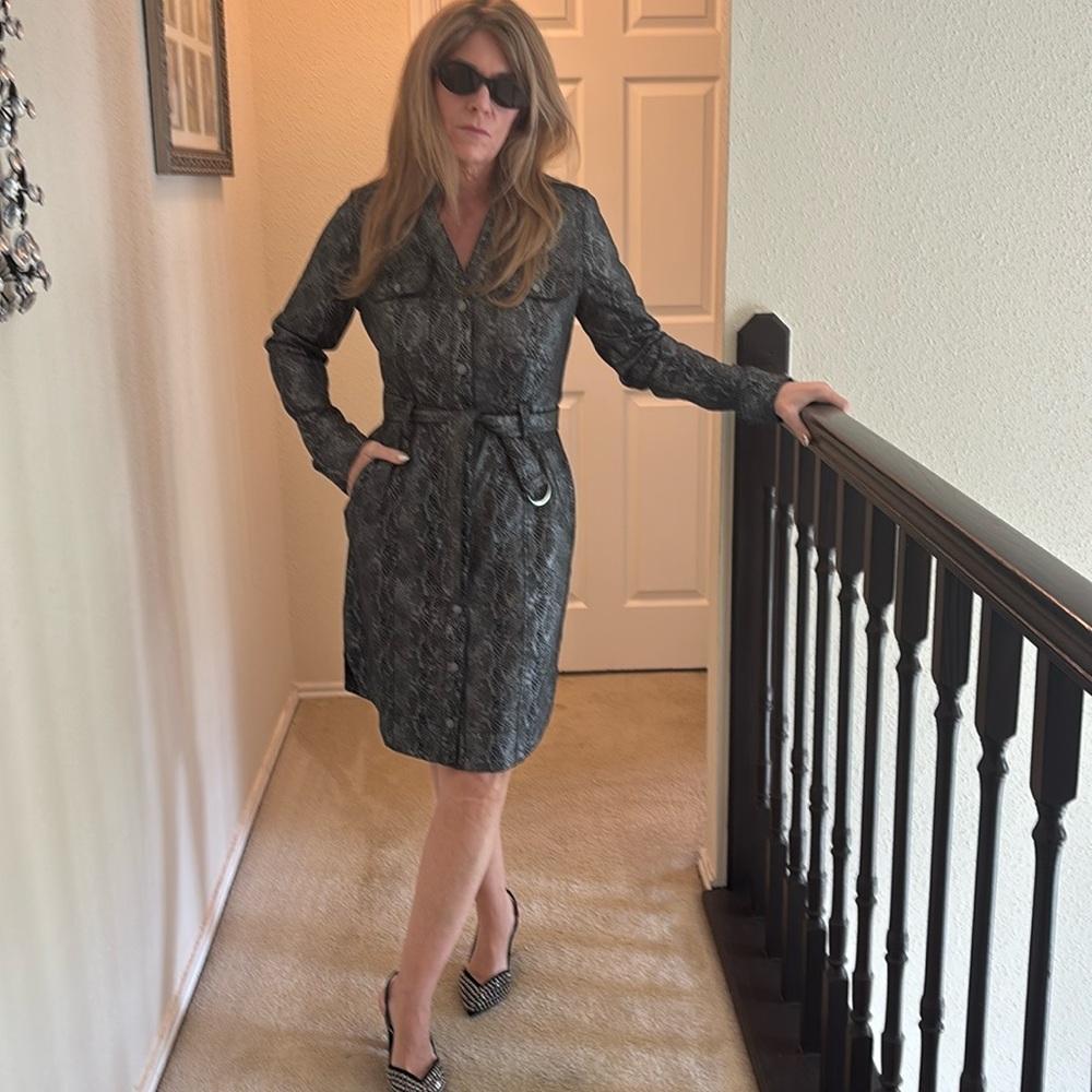 WHBM Black with Silver snake Jacket Dress sz 6